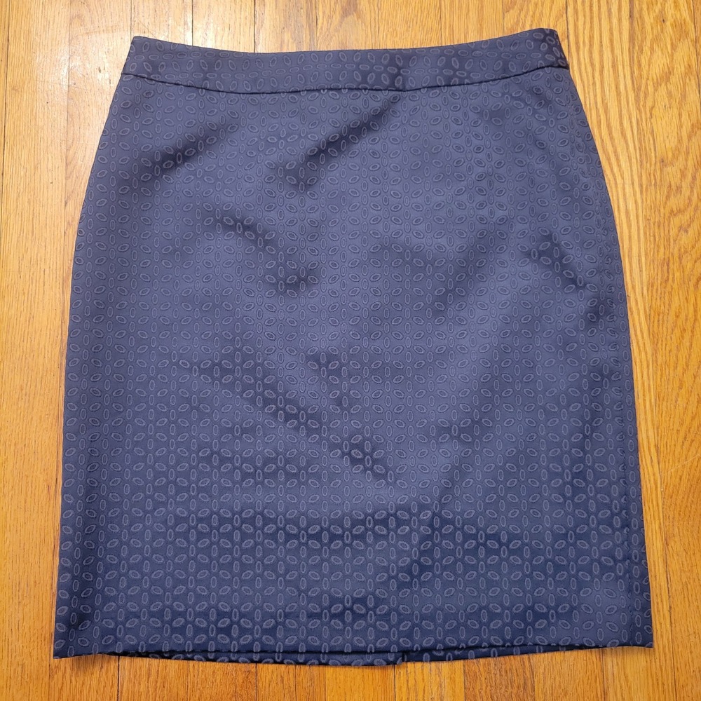 Brooks Brothers 346 Navy Blue Geometric Pencil Skirt 6 Professional Twee Busines